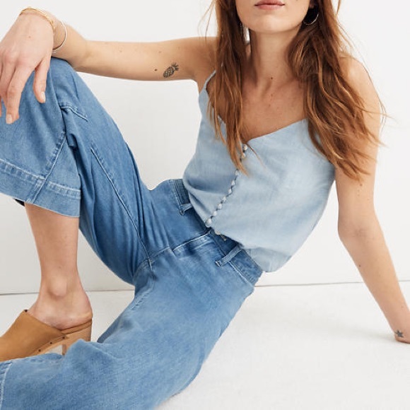 petite wide leg cropped jeans